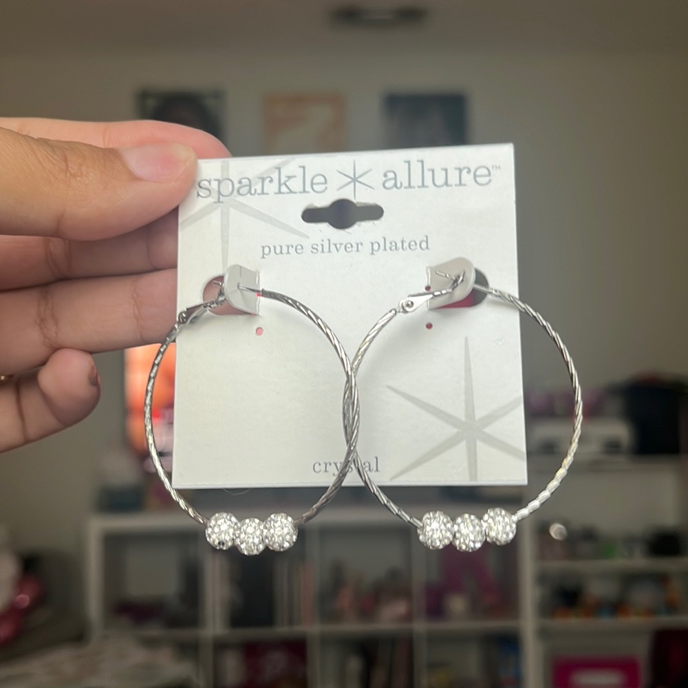 Brand new, silver hoops